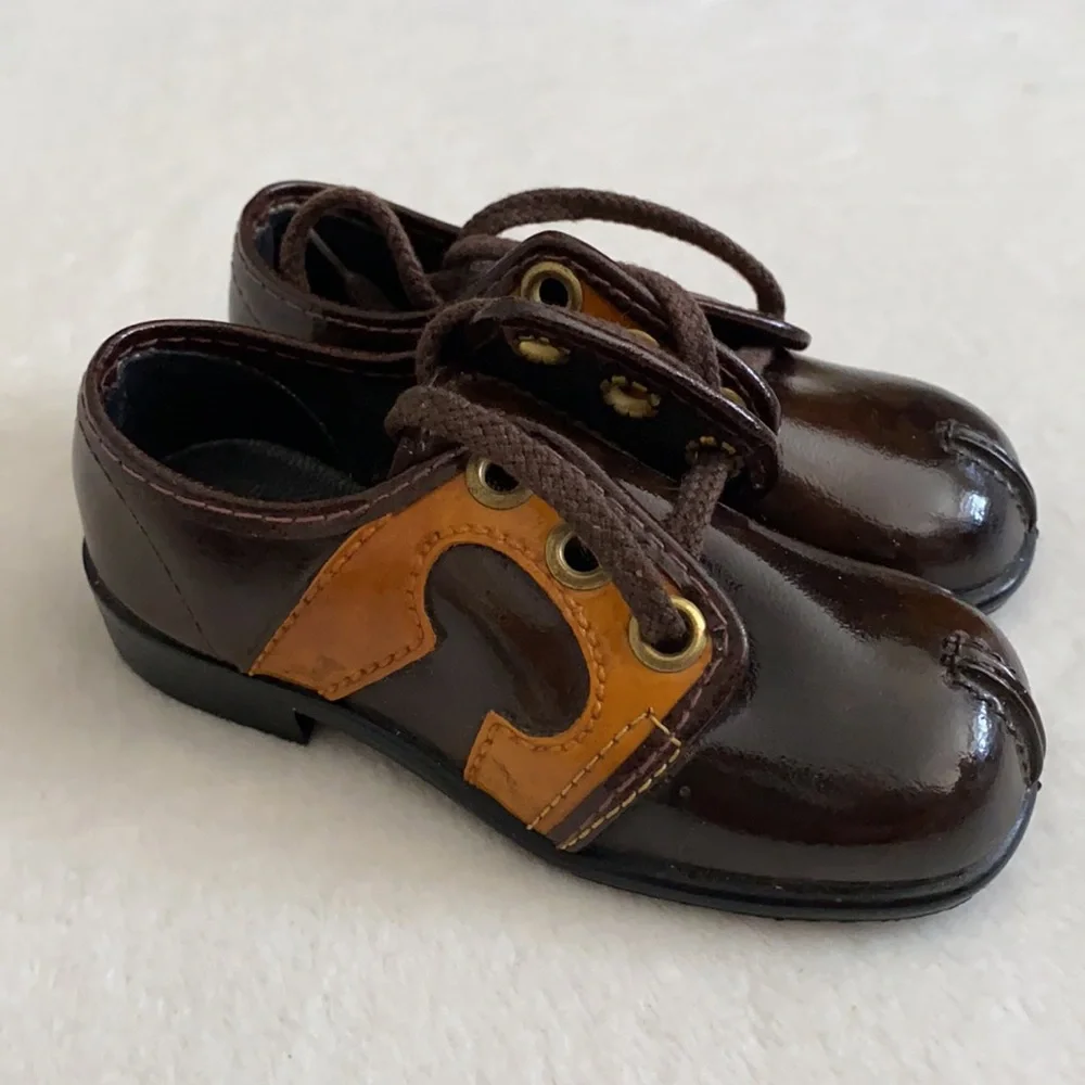 Vintage | Toddler Saddle Shoes Brown Oxfords Crown Heel Made in USA Retro (5)